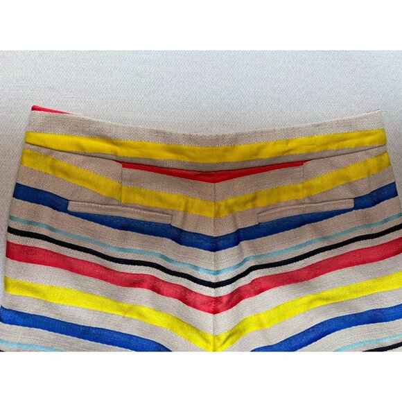 J.Crew Women's Jacquard Basket Weave Colorful Stripe Shorts Size 4 Multi Stretch - Picture 10 of 11